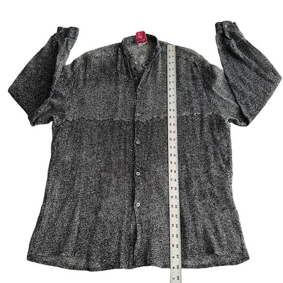 NAGA by Milo VTG Cotton Lightweight Gauze Printed Black White Shirt Blouse L - Picture 6 of 7